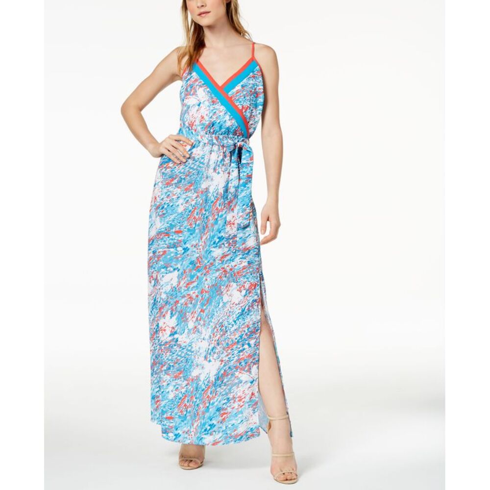 Bar III Printed Surplice Maxi Dress